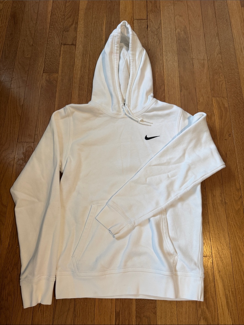 Nike White Pullover Hoodie with Black Swoosh